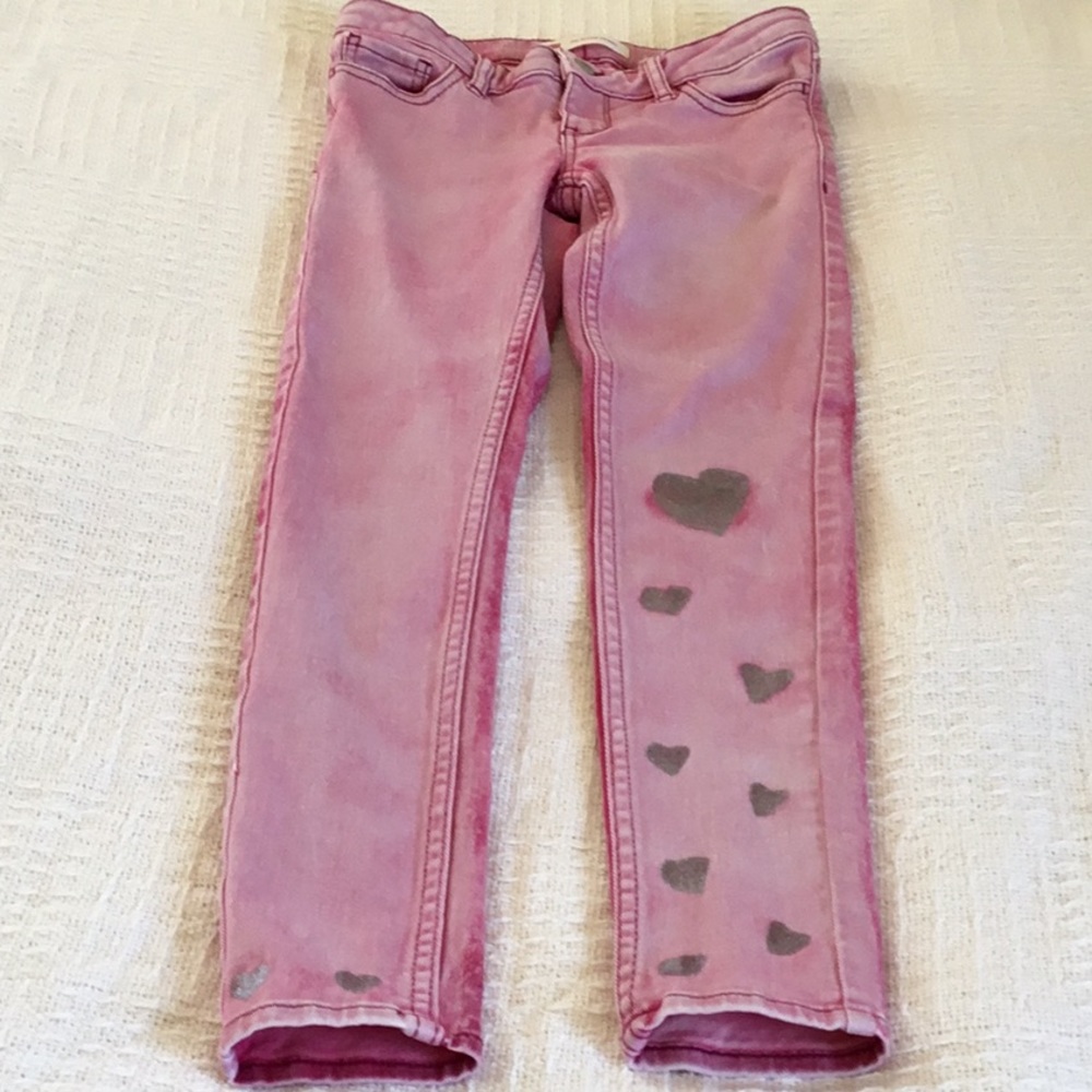 Girls size 7 Reg hand painted Levi. One of a kind!